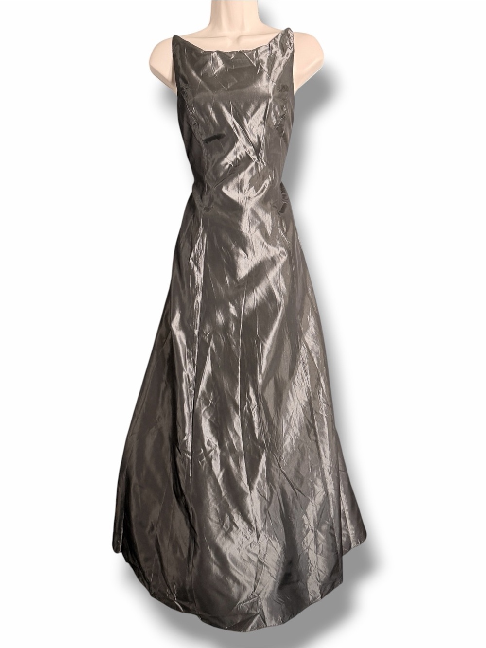 Vintage 90s Zum Zum by Niki Livas Metallic Gunmetal Open Back Maxi Dress Sz 5/6